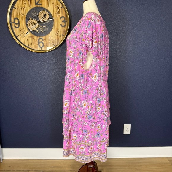 Proud Poppy "Eliza" Plus Size Pink Floral Ruffle Tiered Dress, Size 22 - Picture 4 of 9